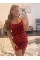 Buy Spaghetti Straps Criss Cross Back Sleeveless Short Velvet Sequin Homecoming Dress / Prom Dress UK