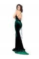 Buy High Neck Formal Stretch Velvet Bridesmaid Dress / Prom Dress with Black Lace Embroidery UK