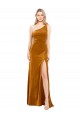 Buy Sleek One Shoulder Long Formal Velvet Bridesmaid Dress / Prom Dress UK