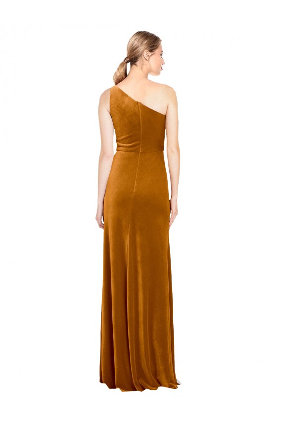 Buy Sleek One Shoulder Long Formal Velvet Bridesmaid Dress / Prom Dress UK