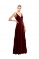 Buy Faux Wrap V-Neck Sleek Long Formal Velvet Bridesmaid Dress / Prom Dress UK