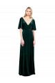 Buy Deep V-Neck Flutter Sleeves Long Velvet Wrap Bridesmaid Dress / Prom Dress UK