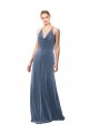 Buy Halter Cowl Neck Long A-Line Velvet Bridesmaid Dress / Prom Dress with Keyhole Back UK