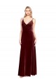 Buy Faux Surplice Neckline Slim A-Line Long Velvet Bridesmaid Dress / Prom Dress UK