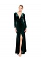 Buy Plunging V-Neckline Long Sleeves Open Back Velvet Bridesmaid Dress / Prom Dress UK