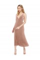 Buy Midi Cocktail Length Short V-Neck Velvet Bridesmaid Dress / Prom Dress with Notched Neckline UK