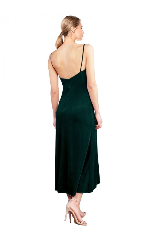 Buy Midi Cocktail Length Cowl Neck Velvet Slip Bridesmaid Dress / Prom Dress UK