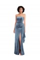 Buy Strapless Formal Velvet Maxi Bridesmaid Dress / Prom Dress with Draped Skirt UK