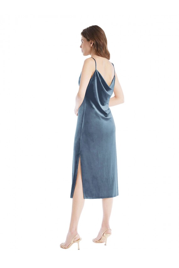 Buy Midi Length Asymmetrical One Shoulder Velvet Slip Bridesmaid Dress / Prom Dress UK