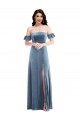 Buy Ruffle Sleeve Off the Shoulder Velvet Maxi Bridesmaid Dress / Prom Dress UK