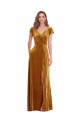 Buy Cap Sleeve Faux Wrap Formal Velvet Maxi Bridesmaid Dress / Prom Dress with Pockets UK