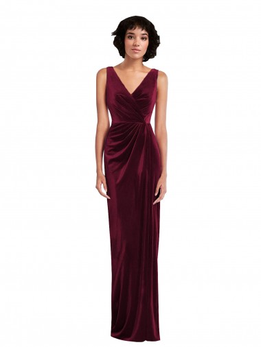 Buy Draped Skirt Faux Wrap Velvet Maxi Bridesmaid Dress / Prom Dress UK