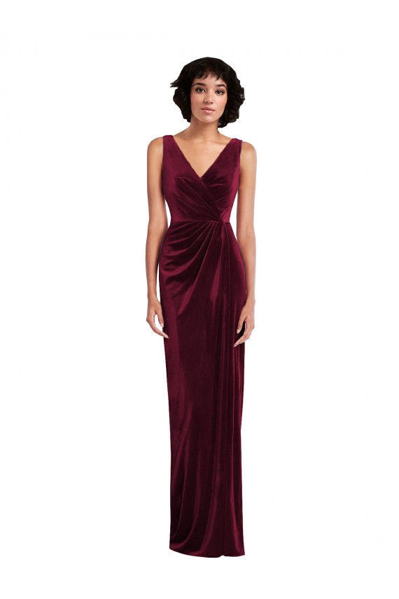 Buy Draped Skirt Faux Wrap Velvet Maxi Bridesmaid Dress / Prom Dress UK