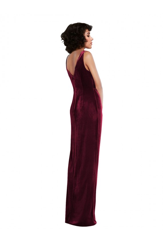 Buy Draped Skirt Faux Wrap Velvet Maxi Bridesmaid Dress / Prom Dress UK