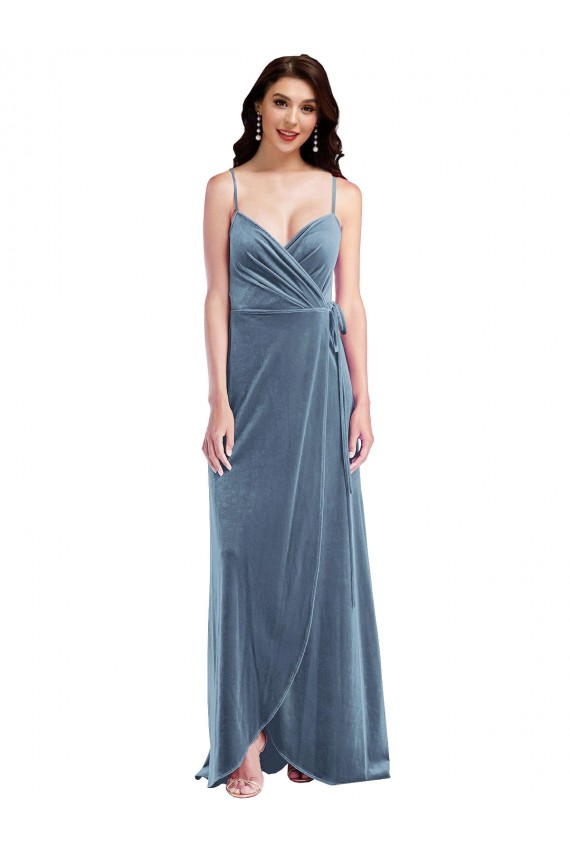 Buy Velvet Wrap Maxi Bridesmaid Dress / Prom Dress with Pockets UK