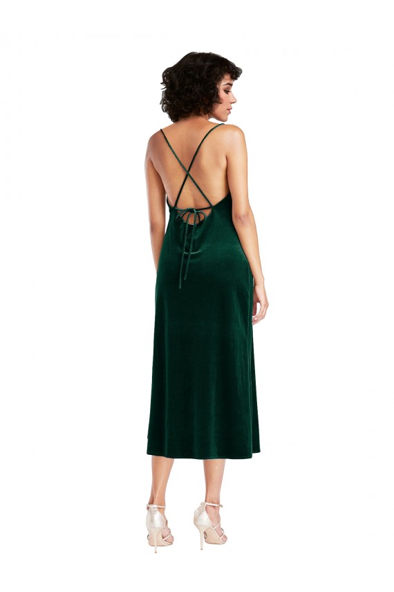 Buy Midi Length Cowl Neck Formal Velvet Short Cocktail Slip Bridesmaid Dress / Prom Dress UK