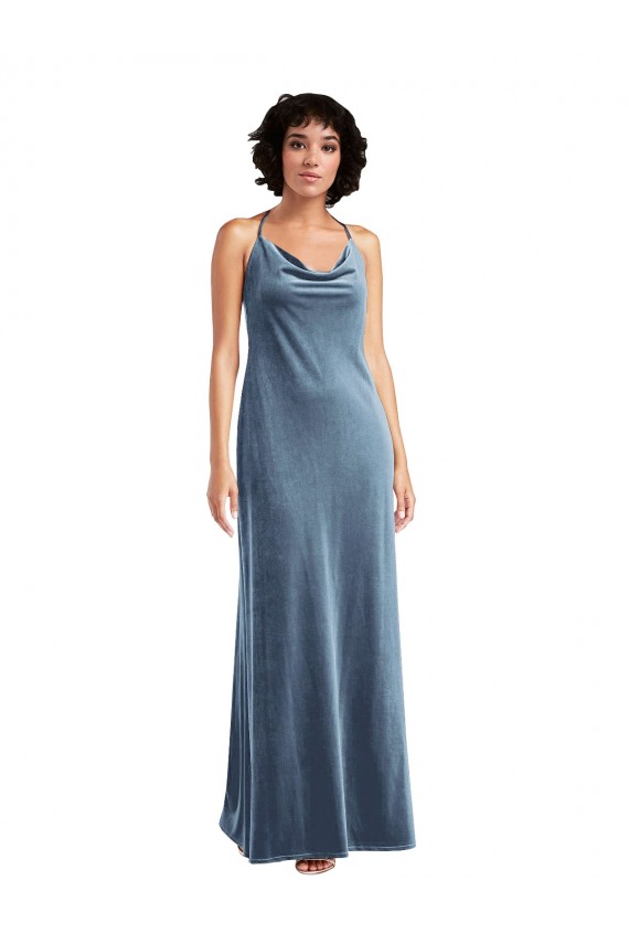 Buy Cowl Neck Velvet Maxi Slip Prom Dress UK