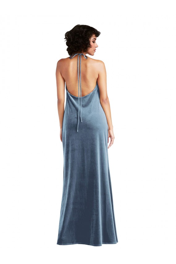 Buy Cowl Neck Velvet Maxi Slip Prom Dress UK