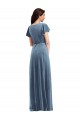 Buy Flutter Sleeve Velvet Wrap Maxi Bridesmaid Dress / Prom Dress with Pockets UK