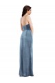 Buy Spaghetti Strap Formal Velvet Maxi Bridesmaid Dress / Prom Dress with Draped Skirt UK
