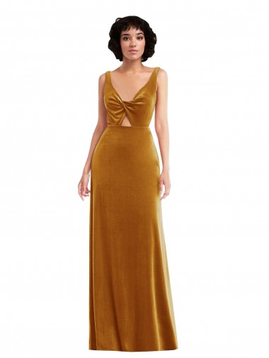 Buy Twist Front Cutout Velvet Maxi Bridesmaid Dress / Prom Dress with Pockets UK