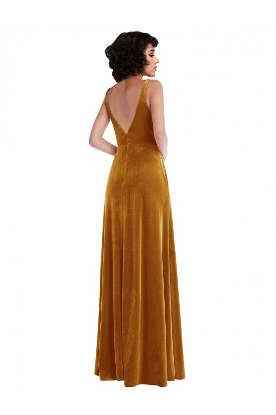 Buy Twist Front Cutout Velvet Maxi Bridesmaid Dress / Prom Dress with Pockets UK