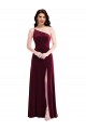 Buy One Shoulder Spaghetti Strap Velvet Maxi Bridesmaid Dress / Prom Dress with Pockets UK