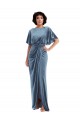 Buy Flutter Sleeve Open Back Velvet Maxi Bridesmaid Dress / Prom Dress with Draped Wrap Skirt UK