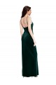 Buy Straight Neckline Spaghetti Straps Long Velvet Bridesmaid Dress / Prom Dress with High Side Slit UK