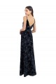 Buy Floral Velvet Surplice V-Neck Long Bridesmaid Dress with V-Back UK