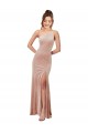 Buy One Shoulder Formal Stretch Velvet Bridesmaid Dress / Prom Dress with Front Slit UK