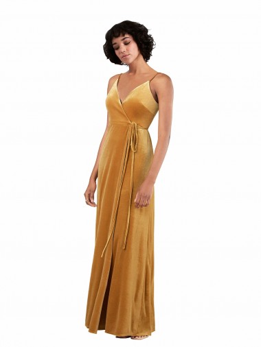 Buy Romantic Velvet Floor Length Formal Bridesmaid Dress / Prom Dress with Wrap Detail UK