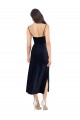 Buy Midi Cocktail Length Formal Velvet Bridesmaid Dress / Prom Dress with Cowl Neck and Spaghetti Straps UK