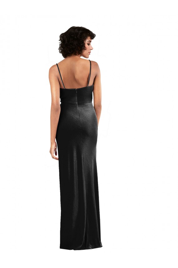 Buy Modern Floor-Length Formal Velvet Bridesmaid Dress / Prom Dress with Cowl Neck and Spaghetti Straps UK