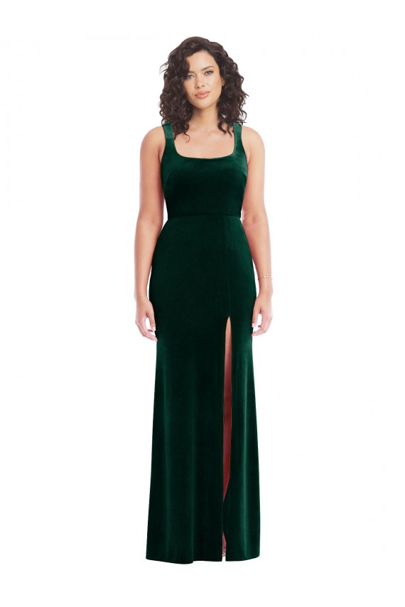 Buy Square Neck Long Velvet Maxi Bridesmaid Dress / Prom Dress UK
