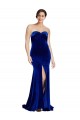 Buy Strapless Ruched Formal Velvet Bridesmaid Dress / Prom Dress with Sweep Train and Front Slit UK