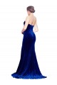 Buy Strapless Ruched Formal Velvet Bridesmaid Dress / Prom Dress with Sweep Train and Front Slit UK