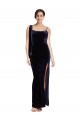 Buy Long Formal Velvet Bridesmaid Dress / Prom Dress with Side Thigh Split and Shoulder Tie UK