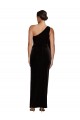 Buy One Shoulder Long Formal Velvet Bridesmaid Dress / Prom Dress with Side Split and Shoulder Tie UK
