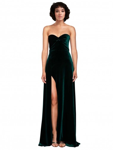 Buy Sweetheart Fluid Velvet Bridesmaid Dress / Prom Dress with High Split UK